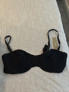 J. Crew Black Textured Balconette Bra with Straps
